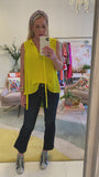 Black or Bright Yellow Mermaid Pleat Top with Optional Neck Tie