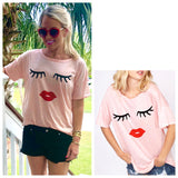 Blush Pink Lips & Eyelash Shirt