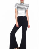 Black, Baby Blue OR White Sailor Button Bell Bottom Pants
