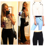 Black, Baby Blue OR White Sailor Button Bell Bottom Pants