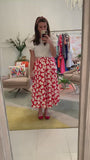 Red & White Heart Print Skirt