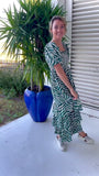 Emerald Puff Sleeve Smocked Eye of the Tiger Dress