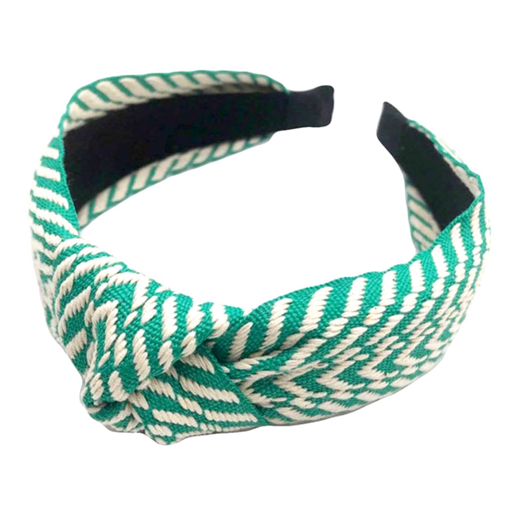 Navy, Black, Green or Mustard Geometric Woven Top Knot Headband - James ...