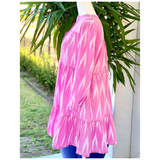 Pink Ikat Block Print Cotton Folly Dress