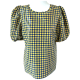 Mustard & Blue SEQUIN Gingham Puff Sleeve Marnie Top