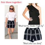 Black & White Lattice Lace High Waisted Shorts