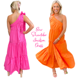 Pink or Tangerine Bow Shoulder Jackson Dress