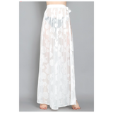 White Tie Waist Shimmery Seashell Sarong Skirt