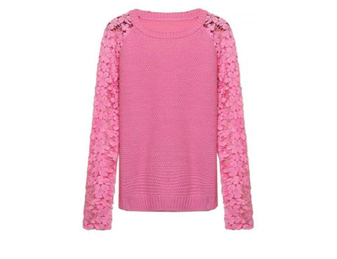 Pink Knit Lace Sweater