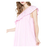 Baby Pink Pleated One Shoulder Dress