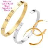 White or Yellow Gold Hinge Bracelets & 18K Gold Filled Hoops
