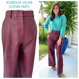 Bordeaux Vegan Leather Pants with Elastic Back