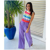 FRNCH Scalloped Rainbow Fine Knit Leana Sweater Top