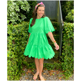 Seafoam Green Scalloped Edge Cotton Dabne Dress