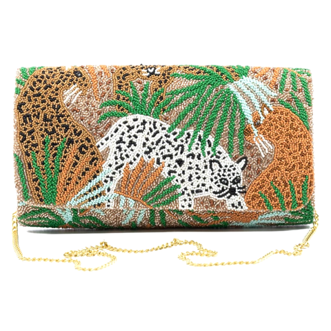 Hand Beaded Jungle Boogie Bag with Gold Chain