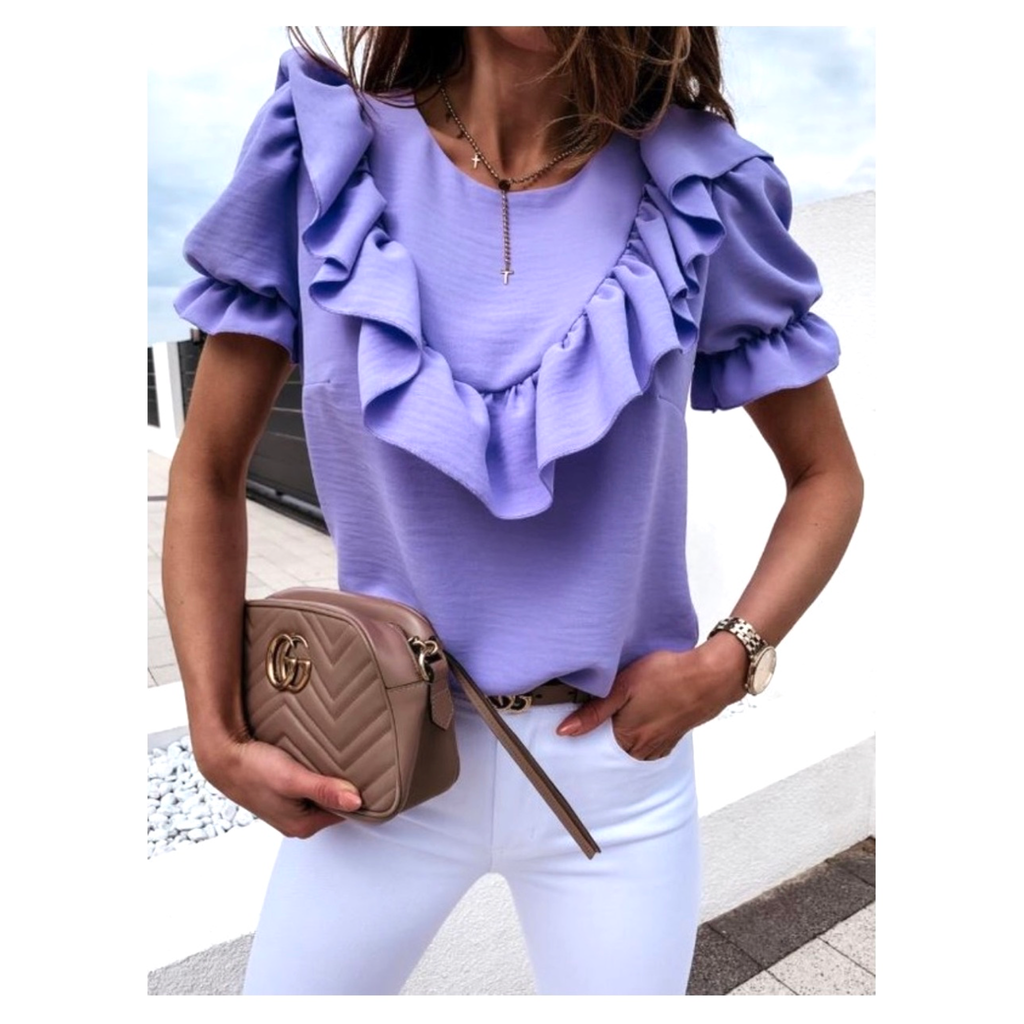 Lavender ruffle sales blouse