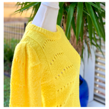 Canary Yellow Open Knit Puff Sleeve Sweater