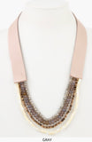 Faux Leather Mixed Bead Necklace