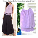 Lilac Swiss Dots Smocked Waist Top