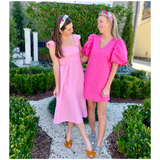 Shocking Pink Poplin Monaco Dress with POCKETS & Optional Belt