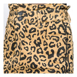 Caramel & Black Leopard Print Ruffle Waist Denim Skirt