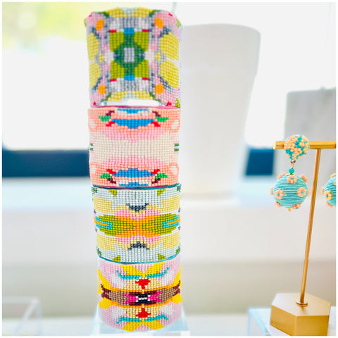 Hand Beaded 2” Cuff Bracelets