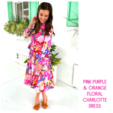 Pink Purple & Orange Floral Charlotte Dress