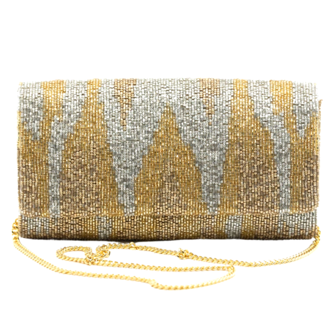 Hand Beaded Gold & Silver Dazzle Bag