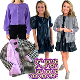Gingham Quilted Seine Jacket with LAVENDER Lining