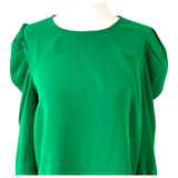 Flamingo Pink, Black or Holiday Green Ruffle Sleeve Top with Exposed Back Zipper
