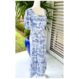 Lucy Blue Chinoiserie 4 Way Stretch Wrinkle Resistant Dress