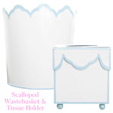 Hand Painted Scalloped Wastebasket & Tissue Holder