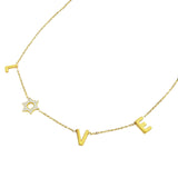 Handmade 14K Gold & Diamond Love Necklace