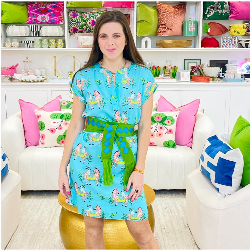 Pink Chinoiserie Zebra Cotton Dress - James Ascher Pink Chinoiserie Zebra Cotton Dress - James Ascher