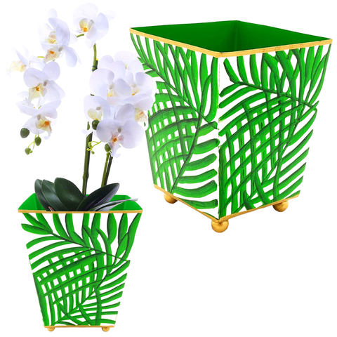 Enameled 4” & 6” Cachepots in Beverly Hills Palm