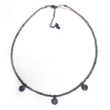Gunmetal Beaded Hammered Charm Necklaces