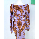 Lavender Zebra & Botanical Print BOW BACK Michella Dress