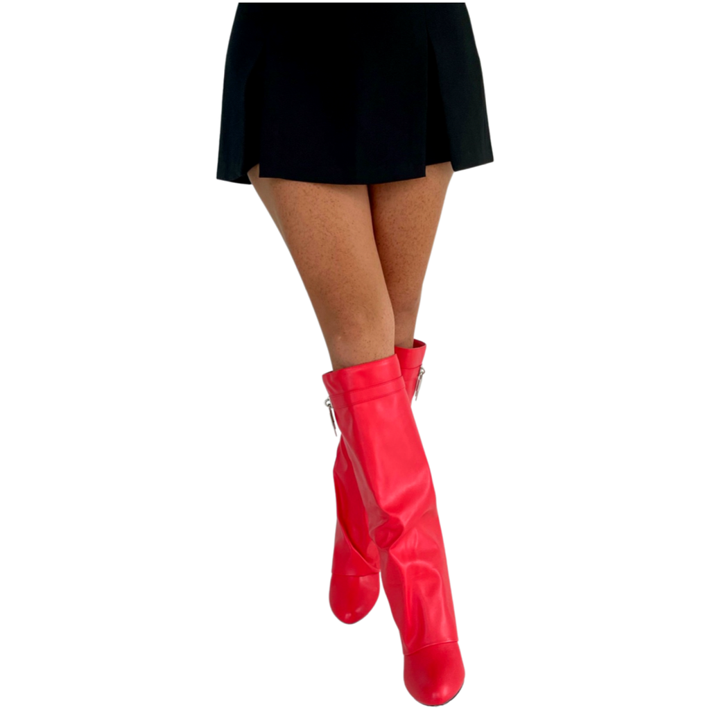 Red wedge sales heel boots