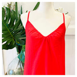 Black OR Poppy Red Textured Maxi Dress with Ruffle Hem & Open Back
