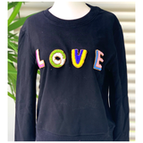 White Bead Embroidered LOVE Sweatshirt