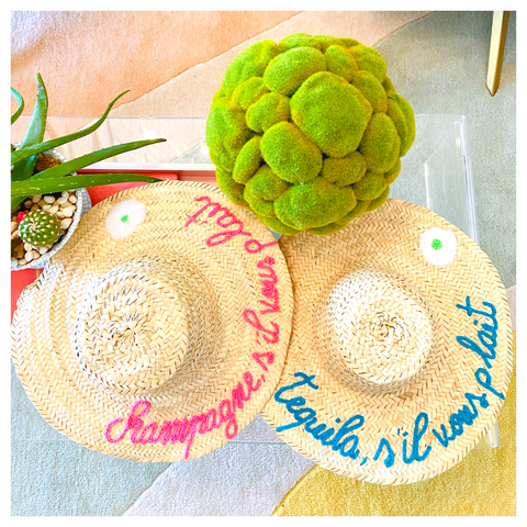 Marrakech Handmade Palm Leaf Straw Hat in Tequila or Champagne S’il Vous Plait