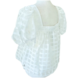 White Gridded Organza Meghan Flare Top
