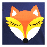 Navy & Orange Knit Fox 3/4 Sleeve Sweater