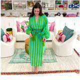 Hand Block Printed Organic Linen Fair Trade Ruby Caftan with Pockets