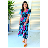 Electric Blue & Pink Sayulita Dress