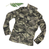 Camo Print Zip Front Utility Jacket with Gathered A-Line Back