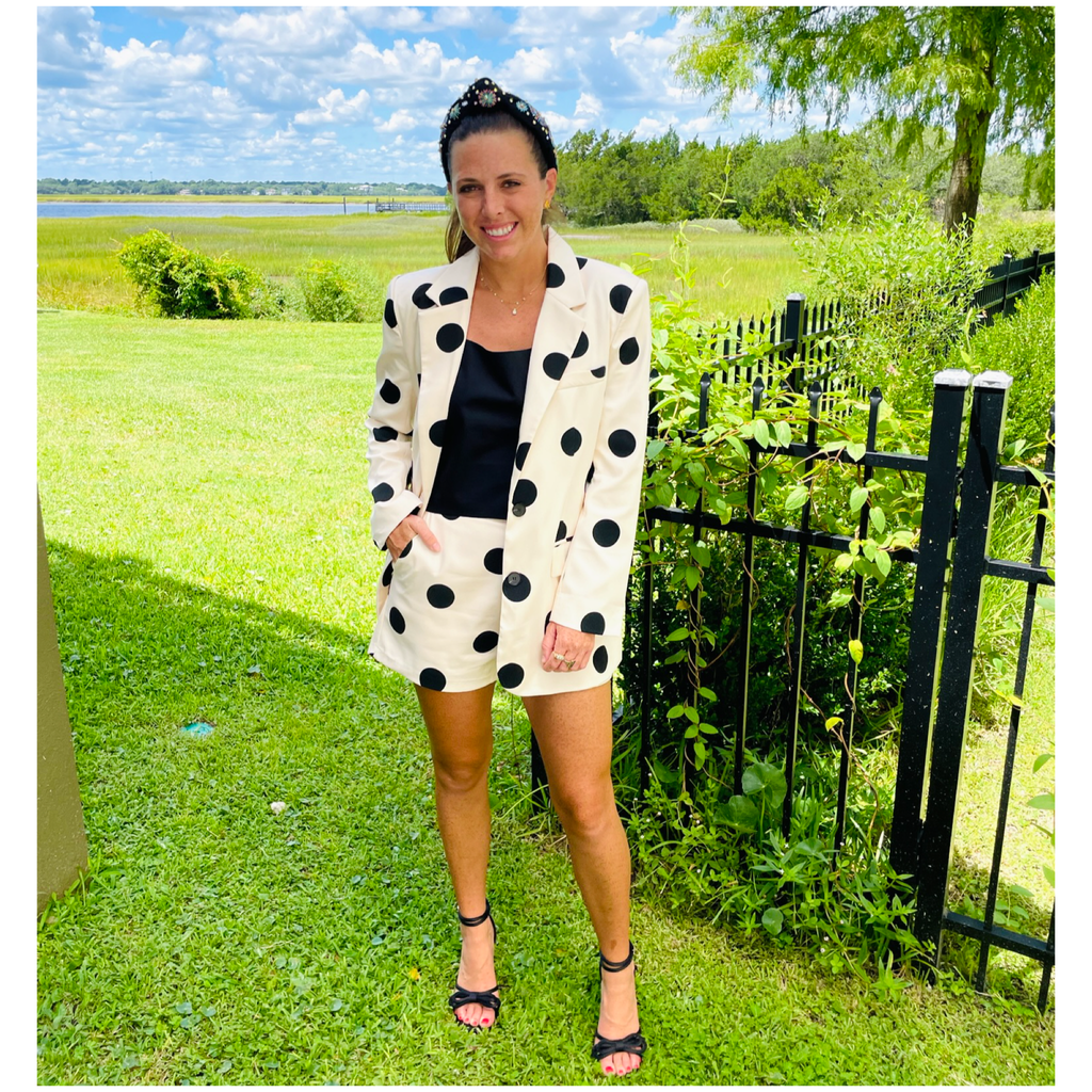 Polka dot blazer deals and shorts