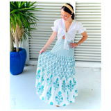 Turquoise Ro’s Garden Frilly Nuni Maxi Skirt