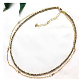 Copper Druzy Stone + Gold Chain Double Layer Necklace