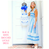Blue & White Smocked Lucille Dress